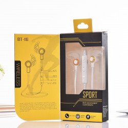 Bluetooth Sports Earbuds Headphone BT16 (Gold White)